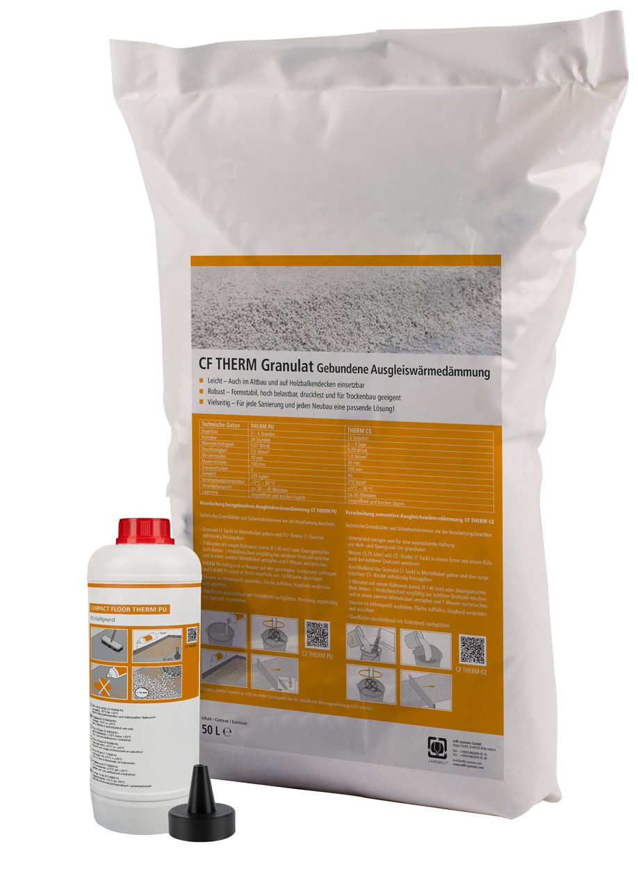 CF THERM CE Ausgleichswärmedämmung zementgebunden 50 l Granulat + 4.000 g Bindemittel (beigestellt)